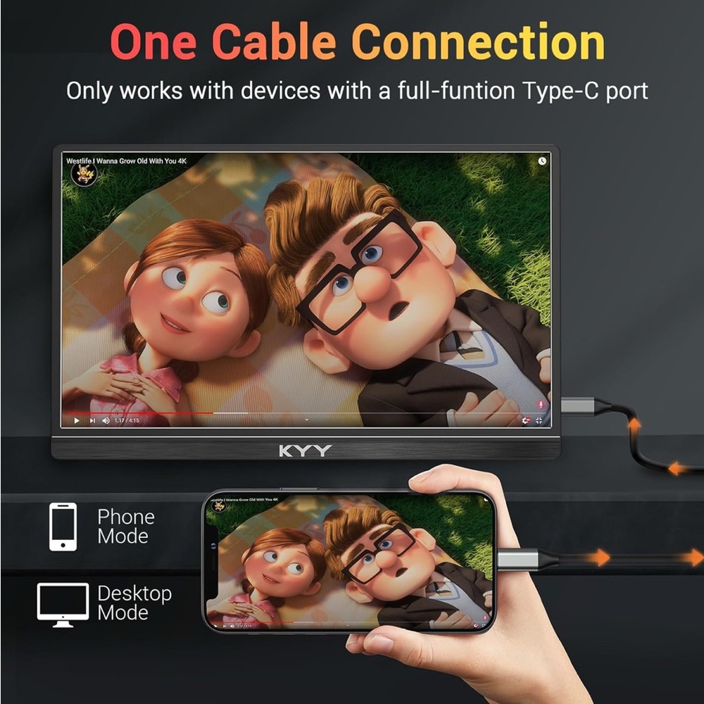 KYY additional screen for your iPhone, android or computer 15.6 inches